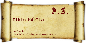Mikle Béla névjegykártya